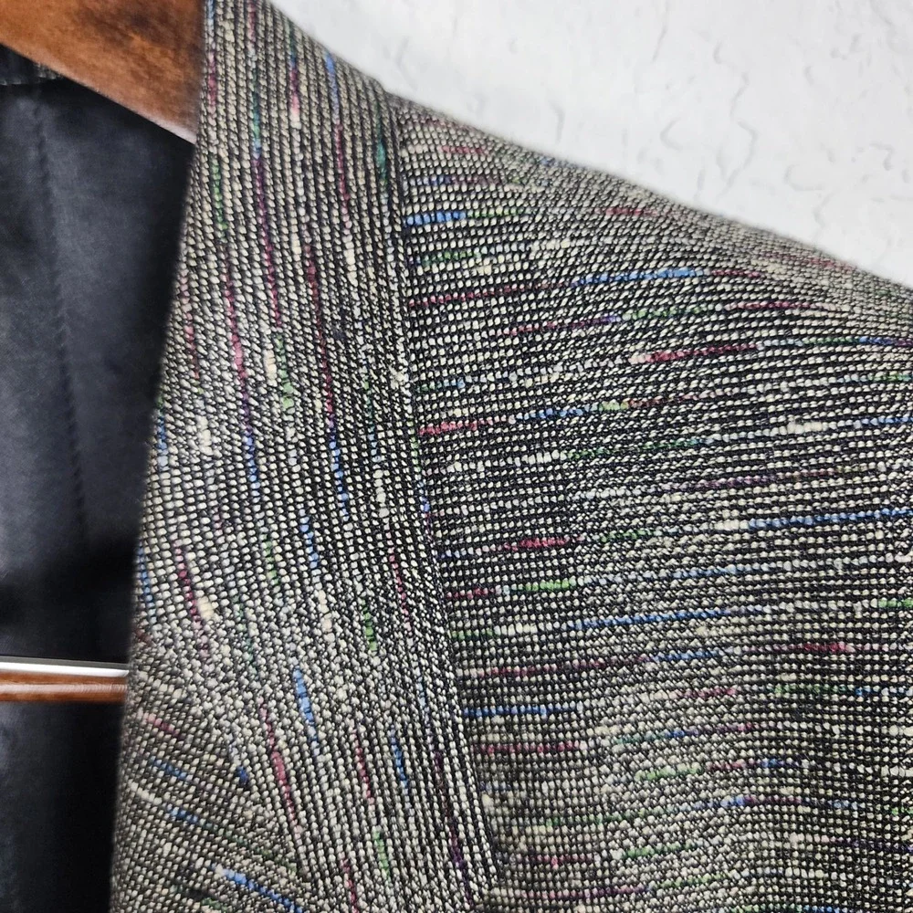 Bartolini Blazer Sport Coat 46R Wool Silk Tweed Gray Multi Office Wedding Casual
